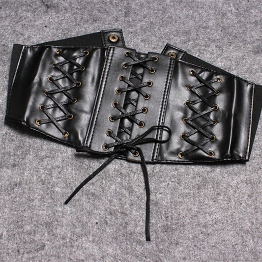 Womens Cross Strap Vest European-style Leather Wide Waist Seal Belt