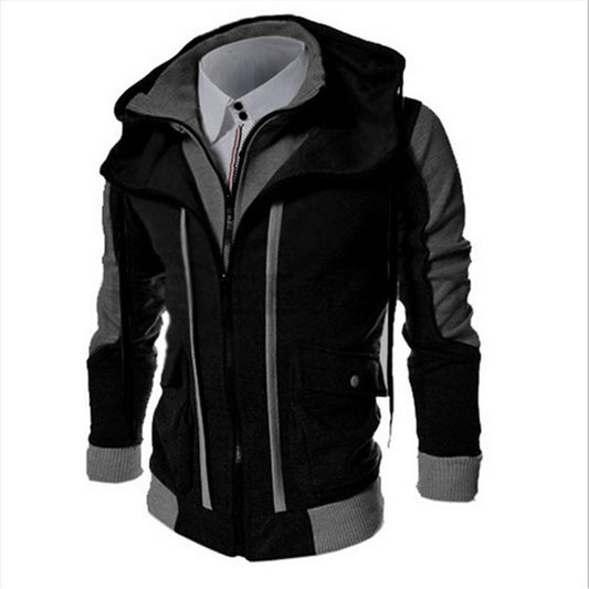 Men's Casual Hoodie Coat Warm Zipper Long Sleeve Hooded Sweatshirt Jacket Tops