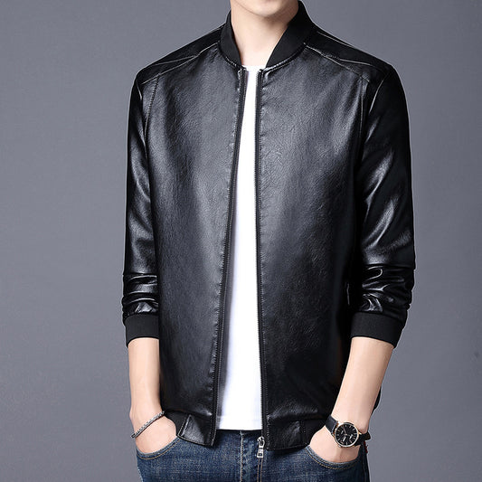 Mens Faux Leather Casual jacket leisure Fashion SlimFit Jacket