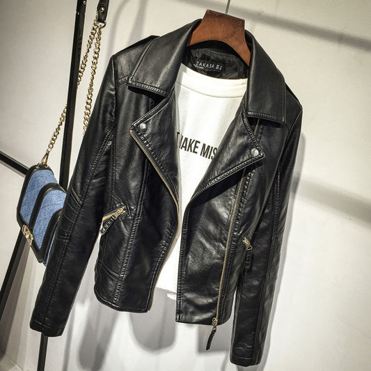 Women's Faux Leather Moto Biker Short Coat Jacket