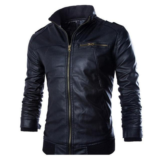 Mens Faux Leather Aviator Bomber Jacket
