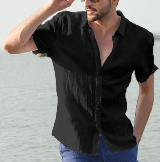 Mens Summer Short-sleeved Shirt Casual Button Tops Men Clothing