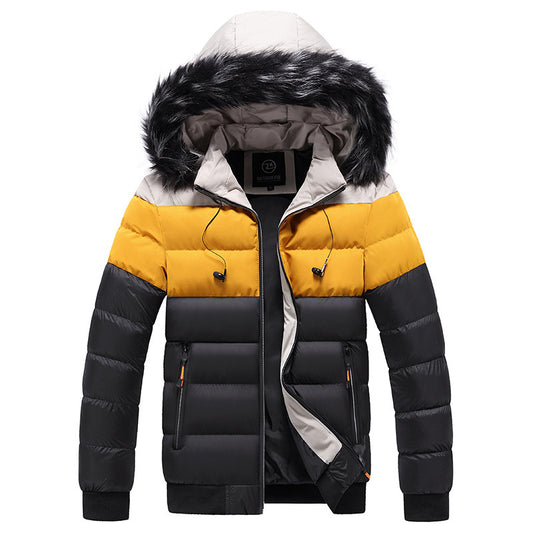 Men Winter Warm Fur Hooded Padded Puffa Jacket