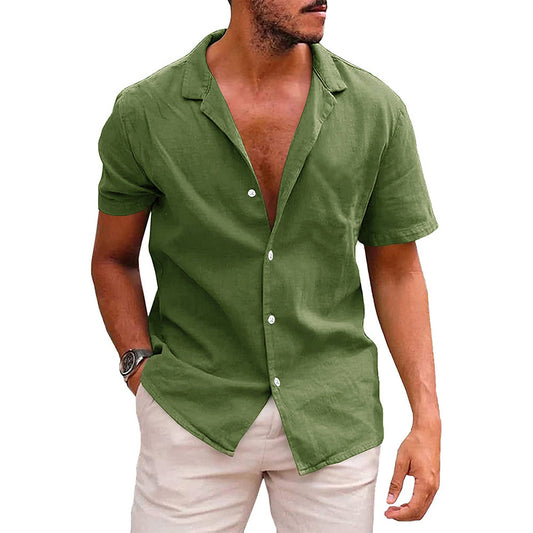 Men's Linen Shirts Short-Sleeve, ButtonUp Beach Summer Wedding