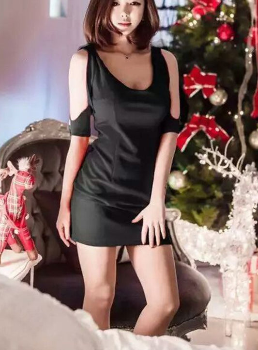Ladies Fashion Low Cut Off Shoulder Base Mini Skirt Dress Part dress