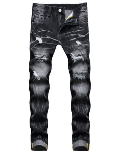 Men Fashion Vintage Distressed Denim Jeans Trousers Pants