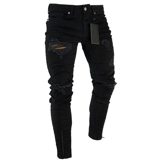 Mens Jeans Pant Trousers Long Basic Broken Clothes