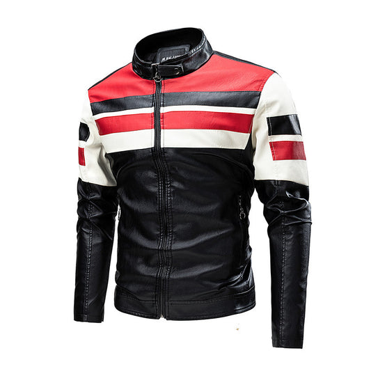 Leather Jacket Motorcycle Biker Riding Bomber Work Jacket For Men