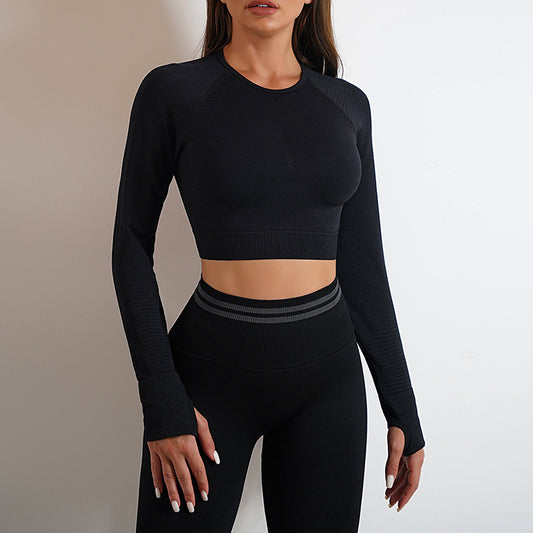 Ladies Seamless Yoga Pants Sports Gym Fitness Leggings Or Long Sleeve Tops Outfits Butt Lifting Slim Workout Sportswear Clothing