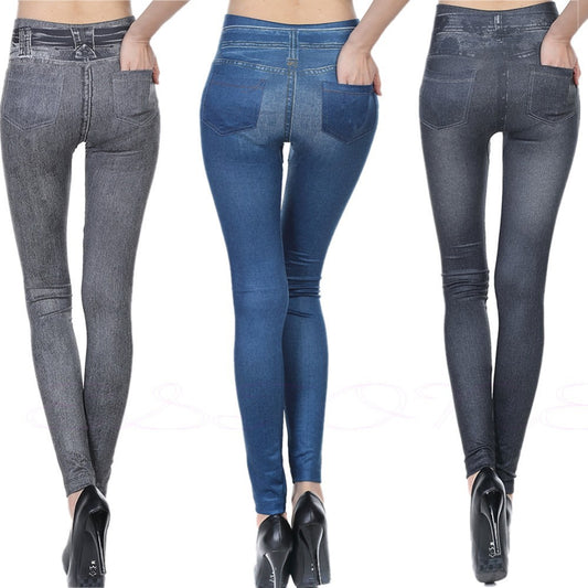 Women Pants High Waisted Jeggings - Denim Leggings