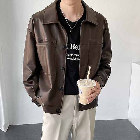 Leather Jackets Hood Mens Bomber Vintage Coats With Pocket