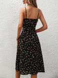 Summer new temperament U-neck polka-dot print fashion suspender backless dress