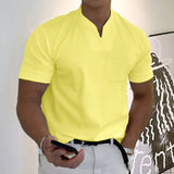Mens Summer Short Sleeve Shirt Men Fitness Plus Size Sports T-Shirt Elastic Cotton Pocket