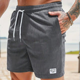 New Mens Lace-up Drawstring Shorts Summer Corduroy Sports Short Pants Mens Clothing