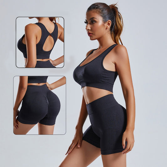Women's Vest And Shorts Tracksuit Seamless Workout Sportswear Gym Clothing High Waist Leggings Fitness Sports Suits