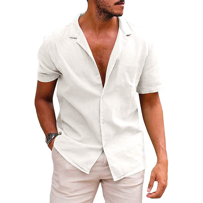 Men's Linen Shirts Short-Sleeve, ButtonUp Beach Summer Wedding