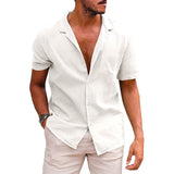 Men's Linen Shirts Short-Sleeve, ButtonUp Beach Summer Wedding