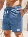 New Mens Lace-up Drawstring Shorts Summer Corduroy Sports Short Pants Mens Clothing