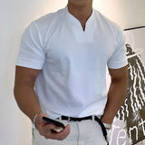 Mens Summer Short Sleeve Shirt Men Fitness Plus Size Sports T-Shirt Elastic Cotton Pocket