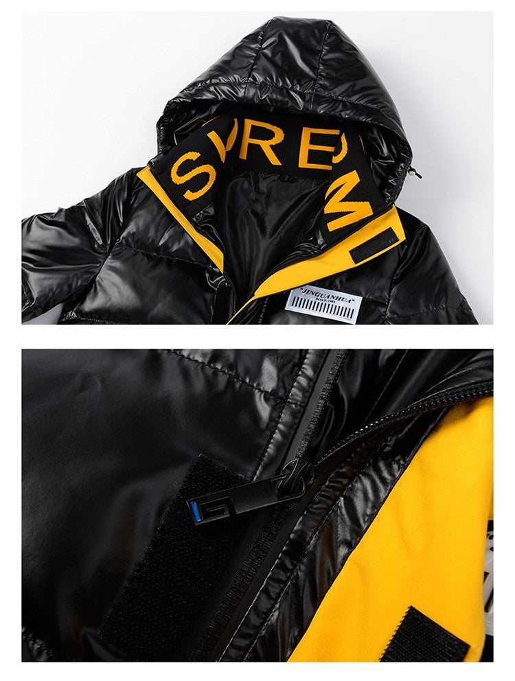 Men's Cotton-padded Jacket Hooded Short Style Casual Overcoat Winter Warm Loose
