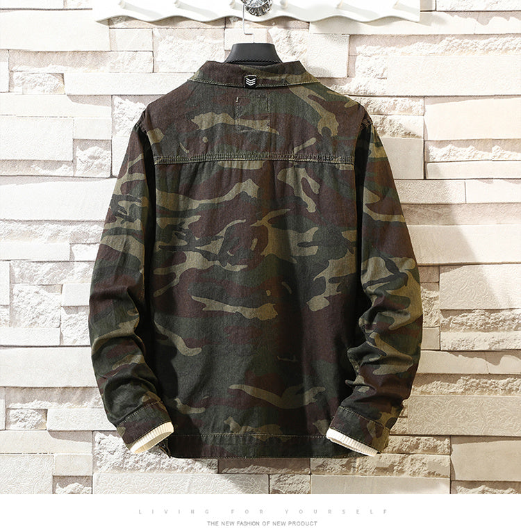 Mens Camouflage Military Trucker Shirt Jacket