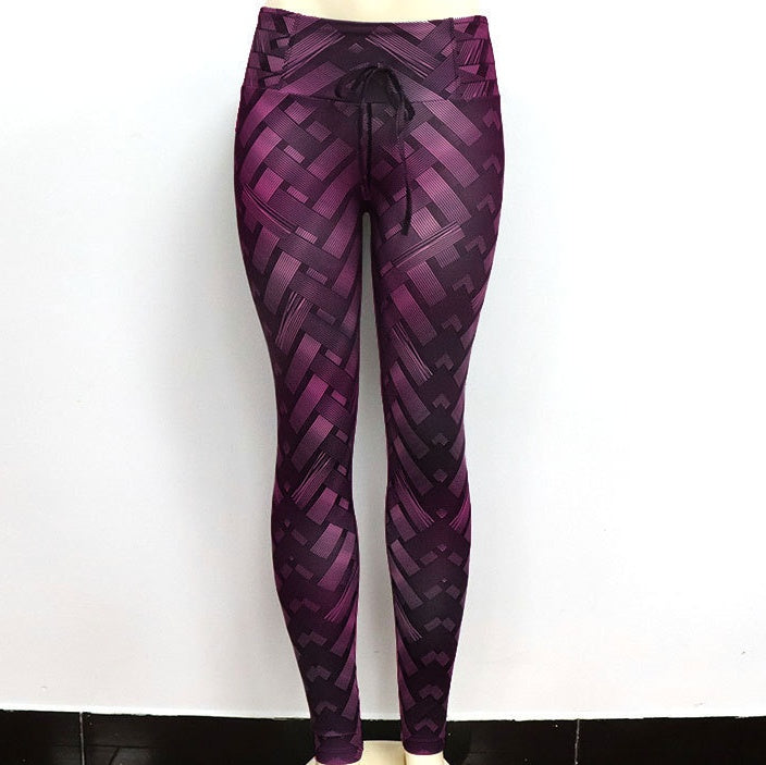 Womens High Waist Iron Weave Print Push Up Yoga Workout Leggings