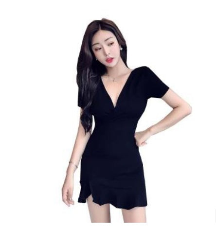 Female Dress Summer V-neck Bag Hip High Waist Slimming Fish Tail Skirt