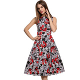 Womens  Vintage Babydoll Flower Print Dress