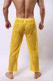 New Mens Fashion Sexy Mesh Trousers Men Casual Hollow Trousers