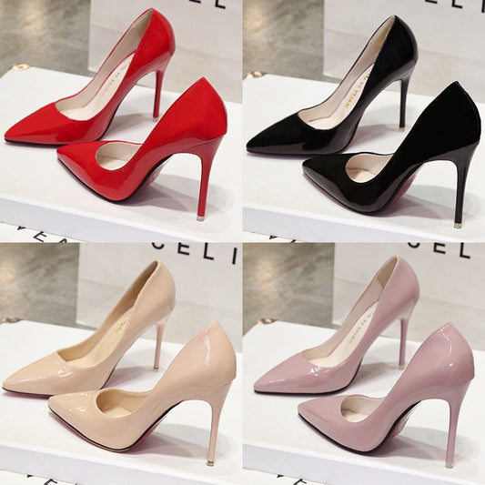 Women PU Pointed Toe Dress Pumps  High Heels Wedding Party Office Pump Shoes