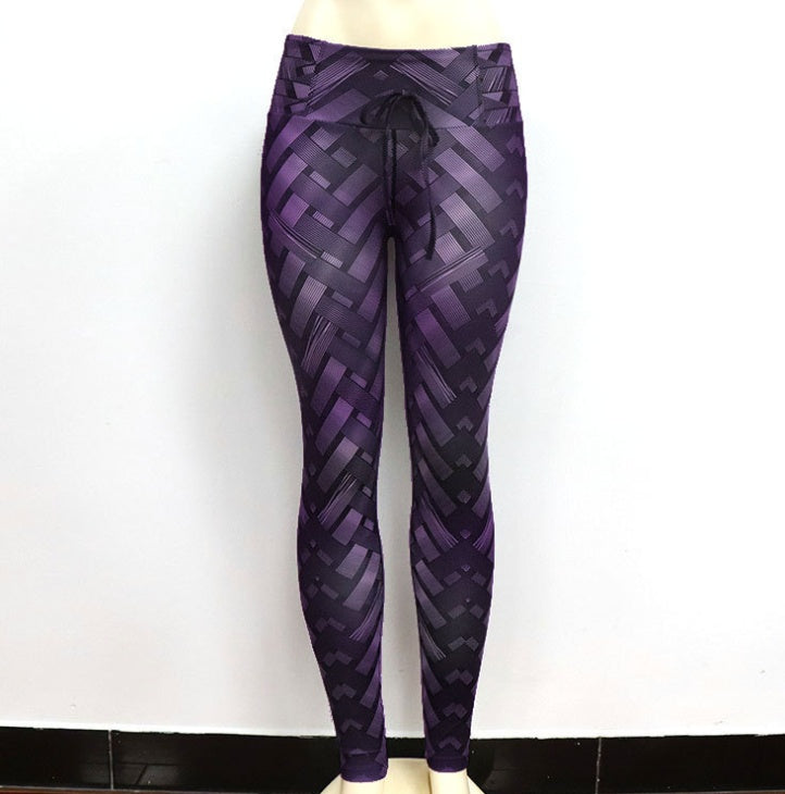 Womens High Waist Iron Weave Print Push Up Yoga Workout Leggings
