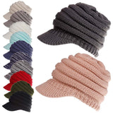Ponytail Beanie Hat Knitted High Warm Winter Women Tail Skullies