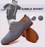 Men's Oxford Shoes Lace Up Business Casual Suede Leather Shoes Black