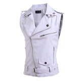 Fashion Mens Faux Leather PU Biker Punk Vest Zippers Slim Fit Male Sleeveless Waistcoat For Men