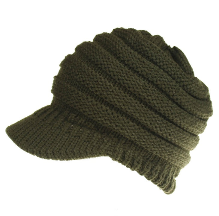 Ponytail Beanie Hat Knitted High Warm Winter Women Tail Skullies