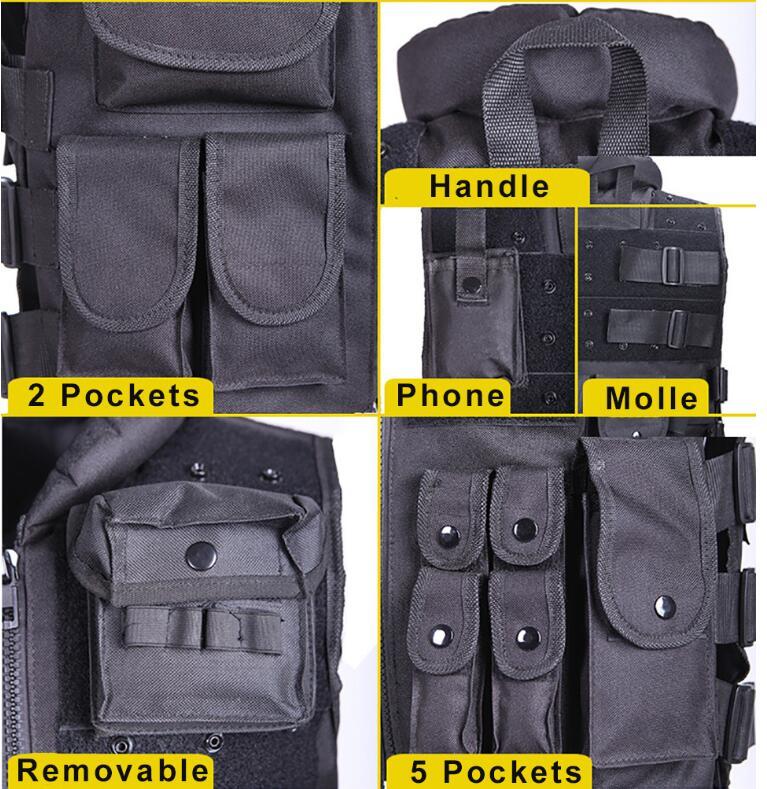 Outdoors Tactical Vest, Nylon Adjustable Lightweight Airsoft Vest for Playing or Training