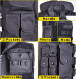 Outdoors Tactical Vest, Nylon Adjustable Lightweight Airsoft Vest for Playing or Training