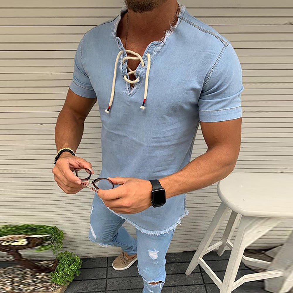 Mens Solid Color Short-Sleeved T-Shirt Tops Compassionate Men