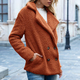 Button-down Fluffy Jacket, Loose Lapels, Plush Cardigan, Women's Top