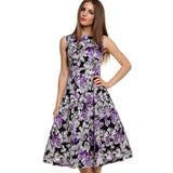 Womens  Vintage Babydoll Flower Print Dress