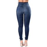 Womens Skinny High Waist ripped Jeans Pants Ladies Denim Slim Fit Pants