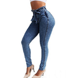 Ladies High Waist Fringed Colombian Style Skinny Jeans