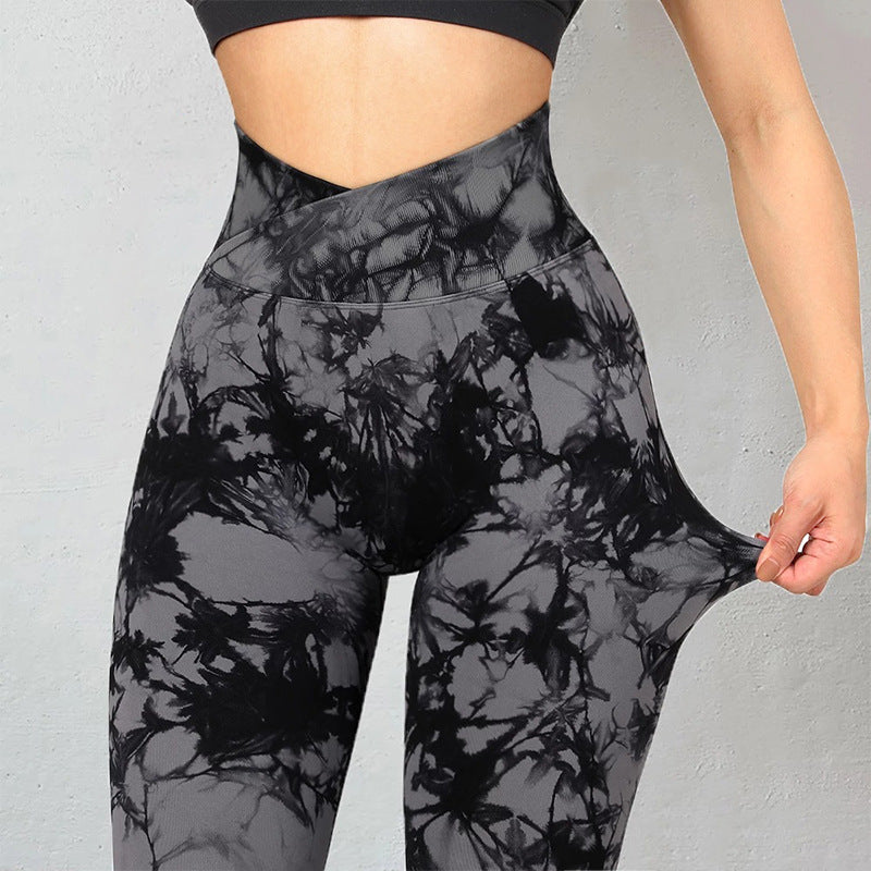 New TIE DIE Seamless HIGHWAISTED Workout Leggings Butt Lifting YOGA GYM NEW!