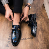 Mens Leather Shoes Pattern Printing Men's Dress Loafer Shoes Slip-on Casual Loafer Smoking Slipper