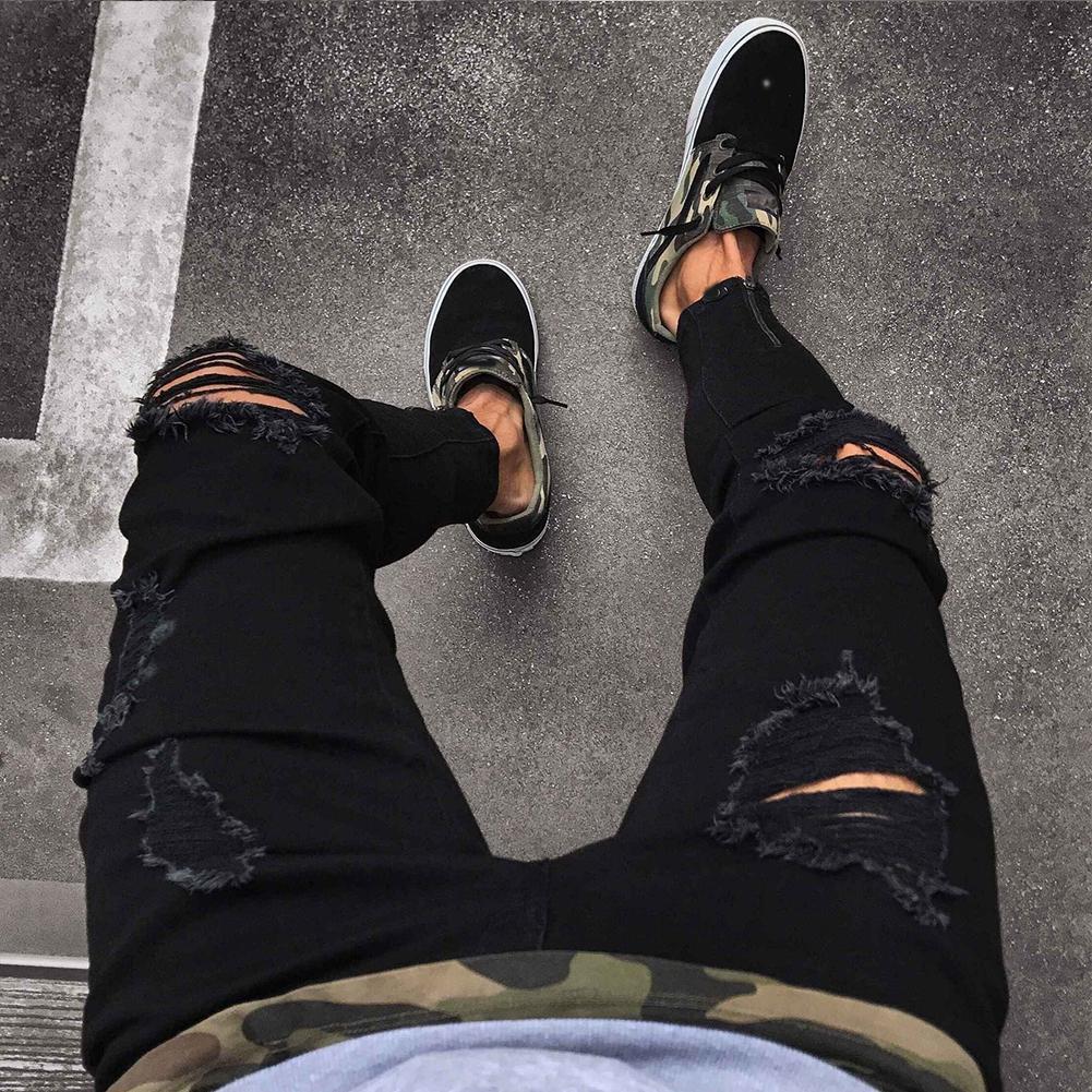 Mens Jeans Pant  Trousers Long Basic Broken Clothes