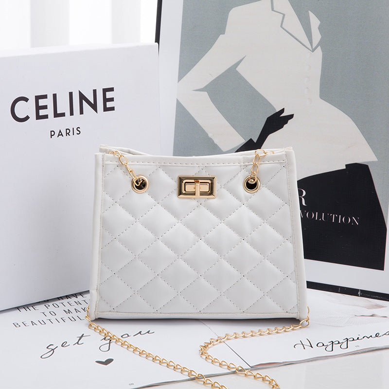 Women PU Mini Chain Shoulder Bags Rhombus Sewing Small Square Bags For Women