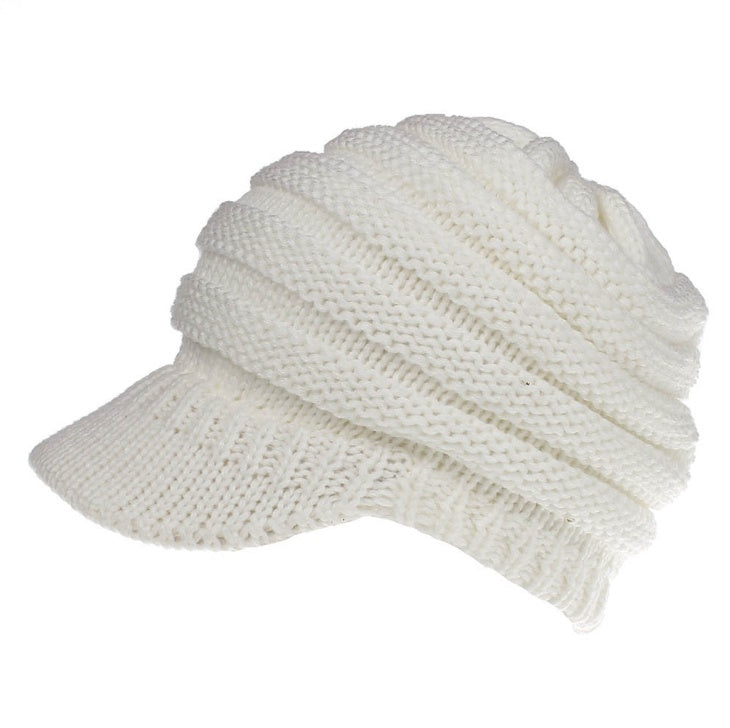 Ponytail Beanie Hat Knitted High Warm Winter Women Tail Skullies