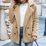Button-down Fluffy Jacket, Loose Lapels, Plush Cardigan, Women's Top
