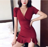 Female Dress Summer V-neck Bag Hip High Waist Slimming Fish Tail Skirt