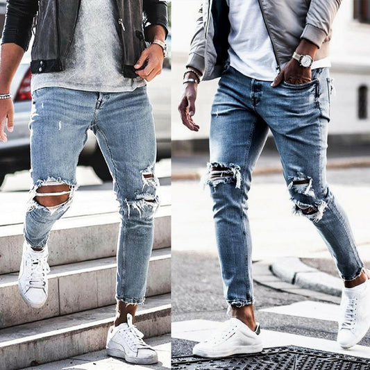 Men's jeans Pant new hole pants Denim Style trousers